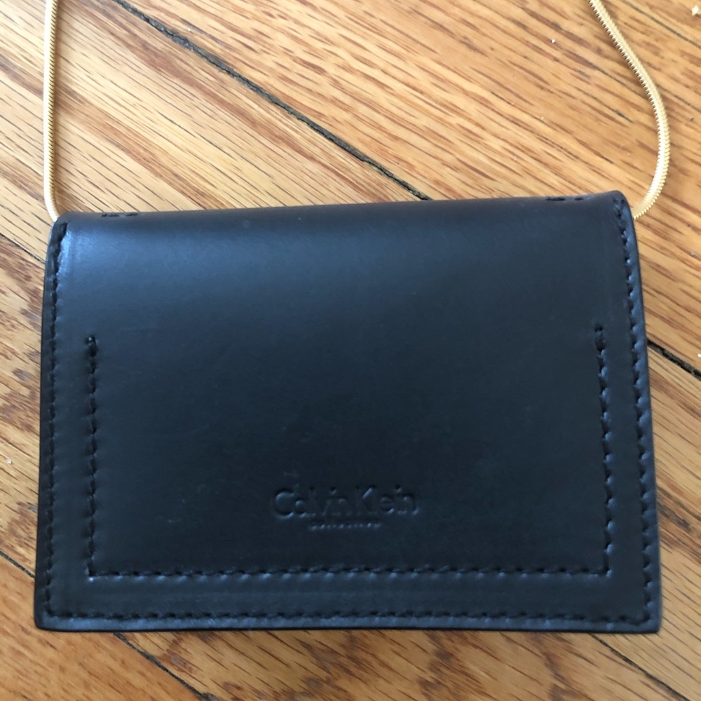 Calvin Klein wallet purse, gold chain, leather